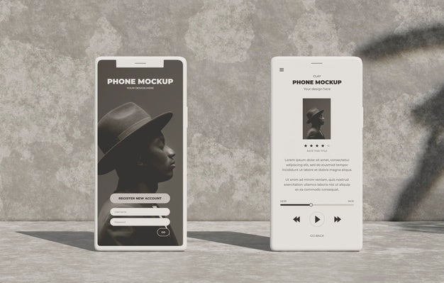 Phone Mockup On Concret Wall With Shadow Psd