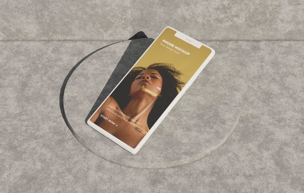 Phone Mockup On Concret Wall With Shadow Psd