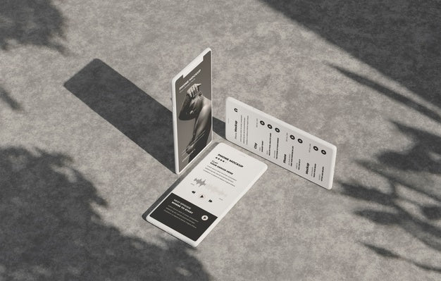 Phone Mockup On Concret Wall With Shadow Psd