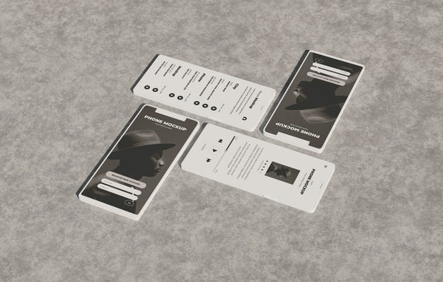 Phone Mockup On Concret Wall With Shadow Psd