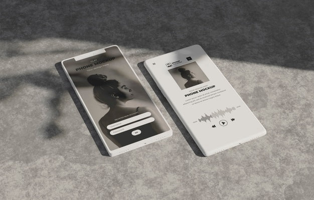 Phone Mockup On Concret Wall With Shadow Psd