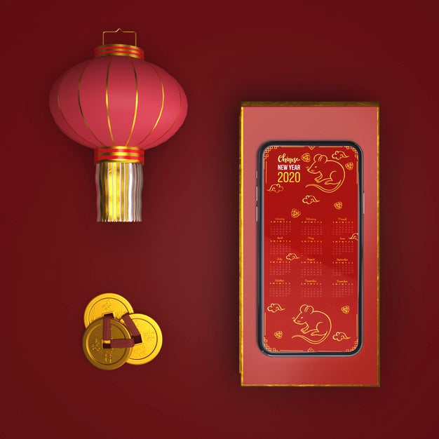 Phone With New Year Theme Mock-Up Psd