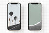 Phones Mockup With Minimal Nature Scene Wallpaper Psd