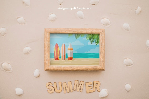 Photo Frame In Sand Psd