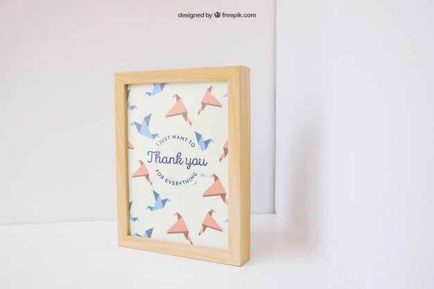 Photo Frame Mockup In Corner Of Room Psd