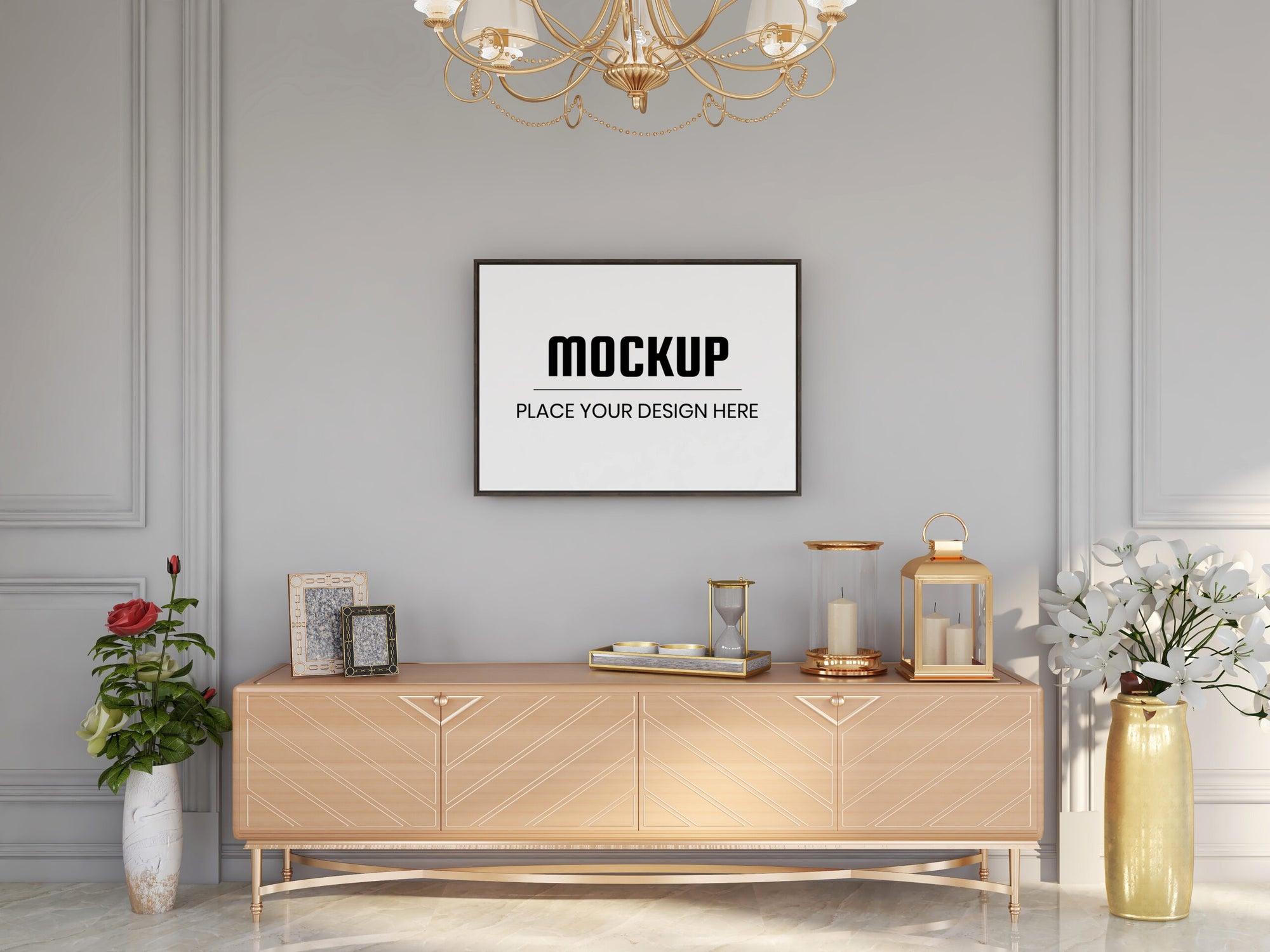Photo Frame Mockup Realistic In The Living Room Vol.4