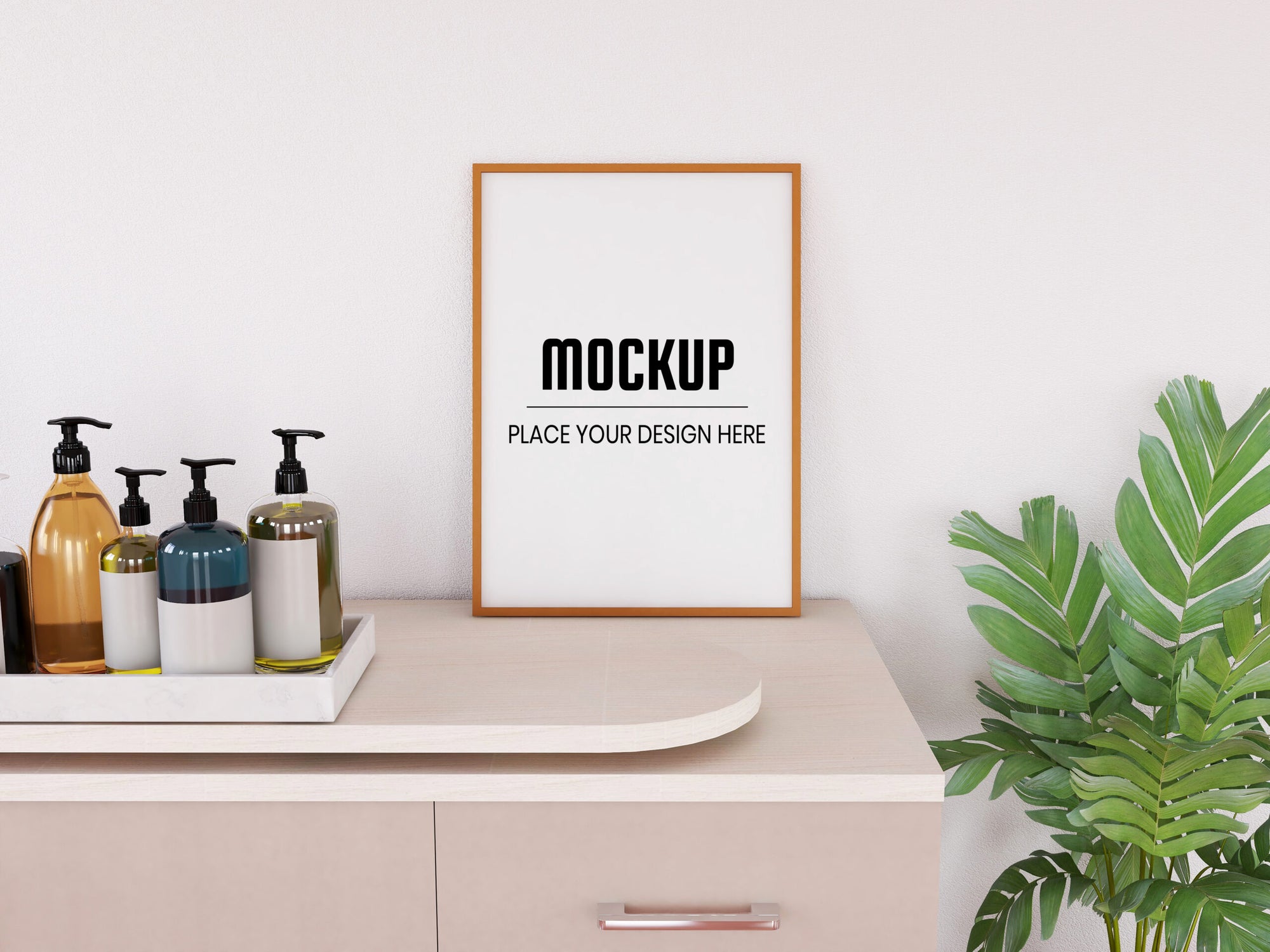 Photo Frame Mockup Realistic On The Desk