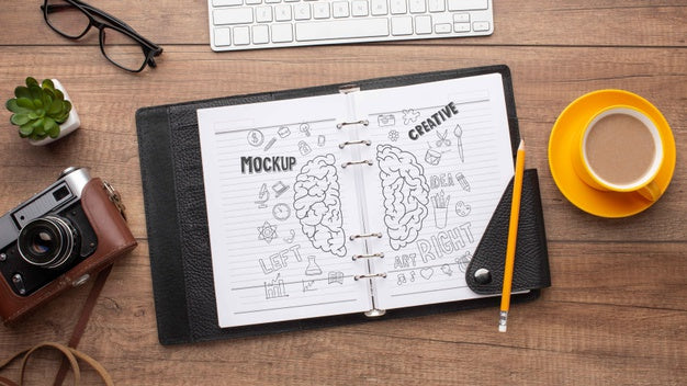 Photographer Workshop With Notebook Mock-Up Psd