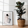 Picture Frame Mockup By A Rubber Plant On A Wooden Floor Psd