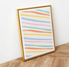 Picture Frame Mockup On Wooden Floor With Pastel Stripes Psd