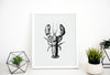 Picture Frame Mockup With A Lobster Drawing Psd