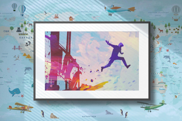 Picture On A Wall With Window Shadow Mockup Psd