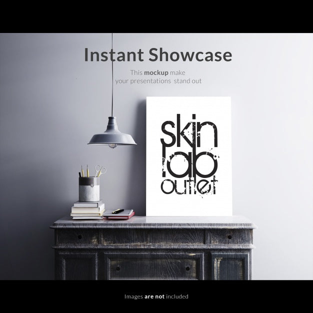 Empty White Poster Paper on Vintage Chest PSD Mocku