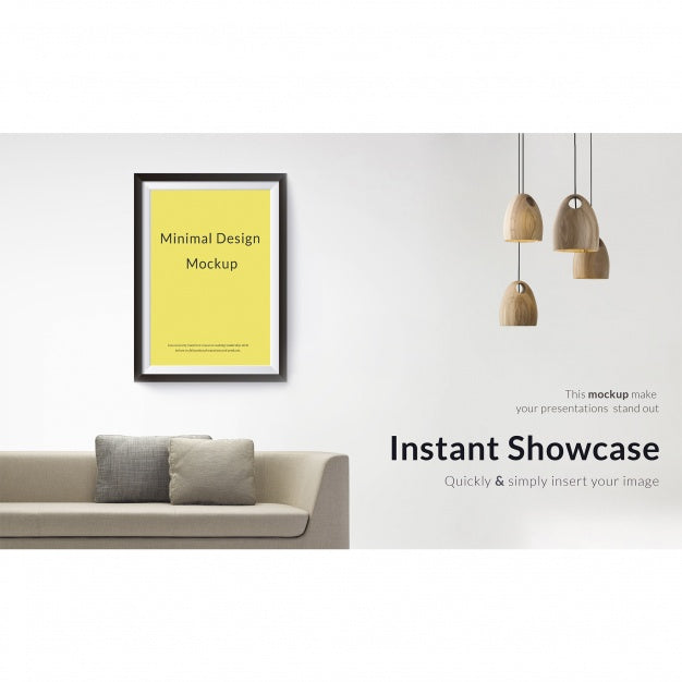 Picture On White Wall With Sofa And Lamps Mock Up Psd