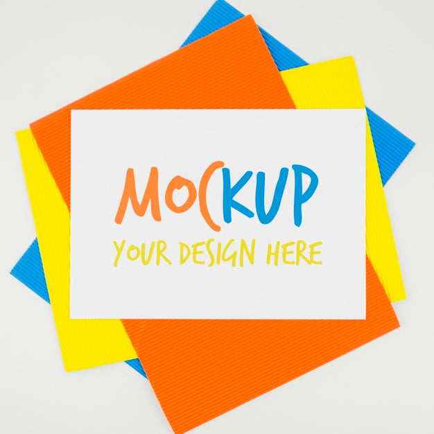 Pile Of Coloured Papers Mock-Up Psd