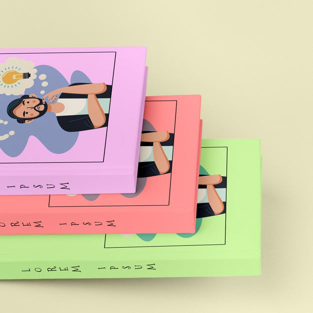 Pile Of Different Book Mock-Ups Close-Up Psd
