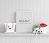Pillow On Shelf With Frame Mockup Psd