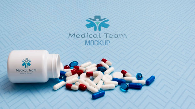 Pills Arrangement With Container Psd