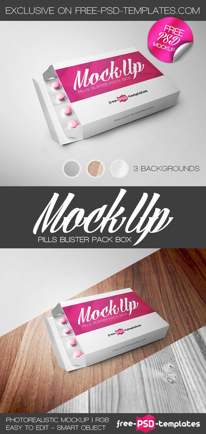 Pills Blister Pack Box Mock-Up In Psd