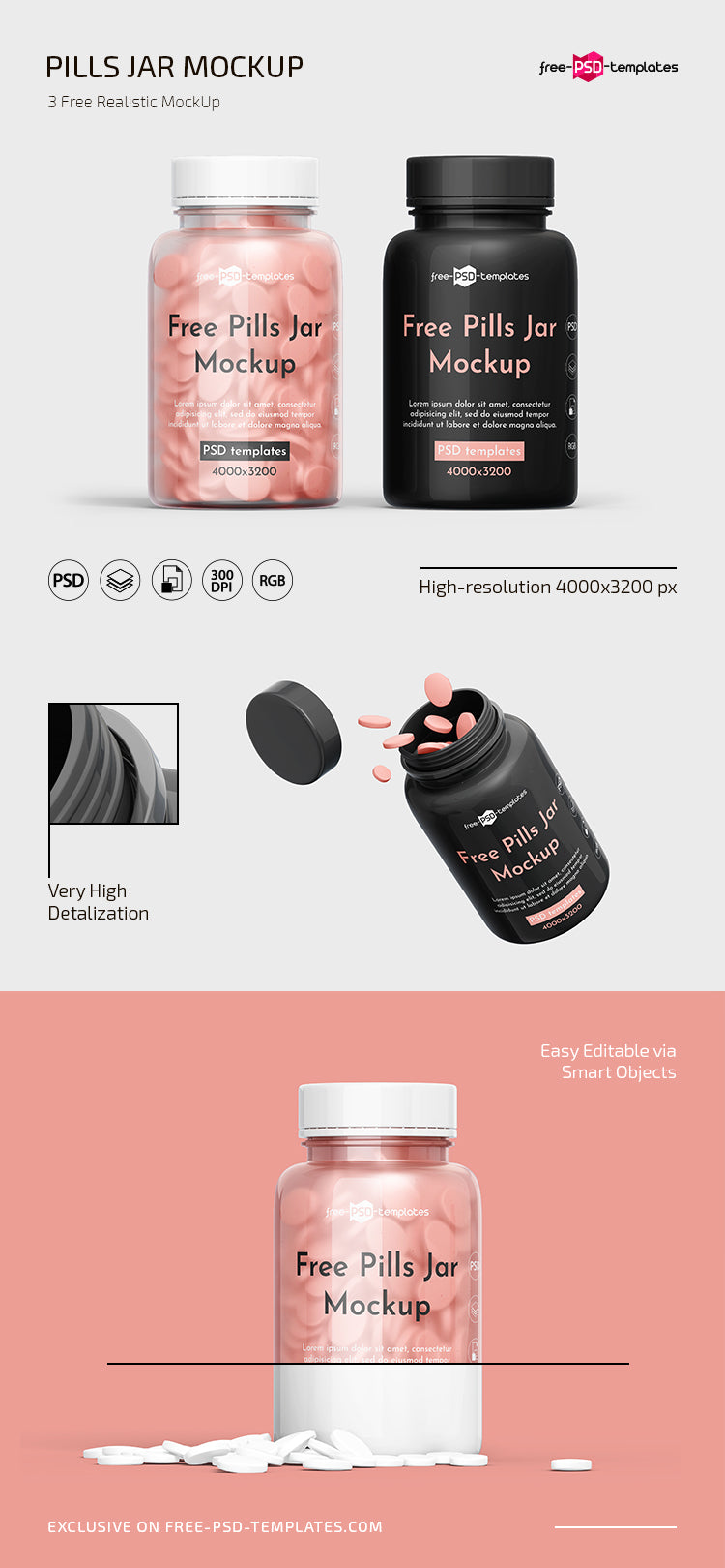 Pills Jar Mockup Template In Psd