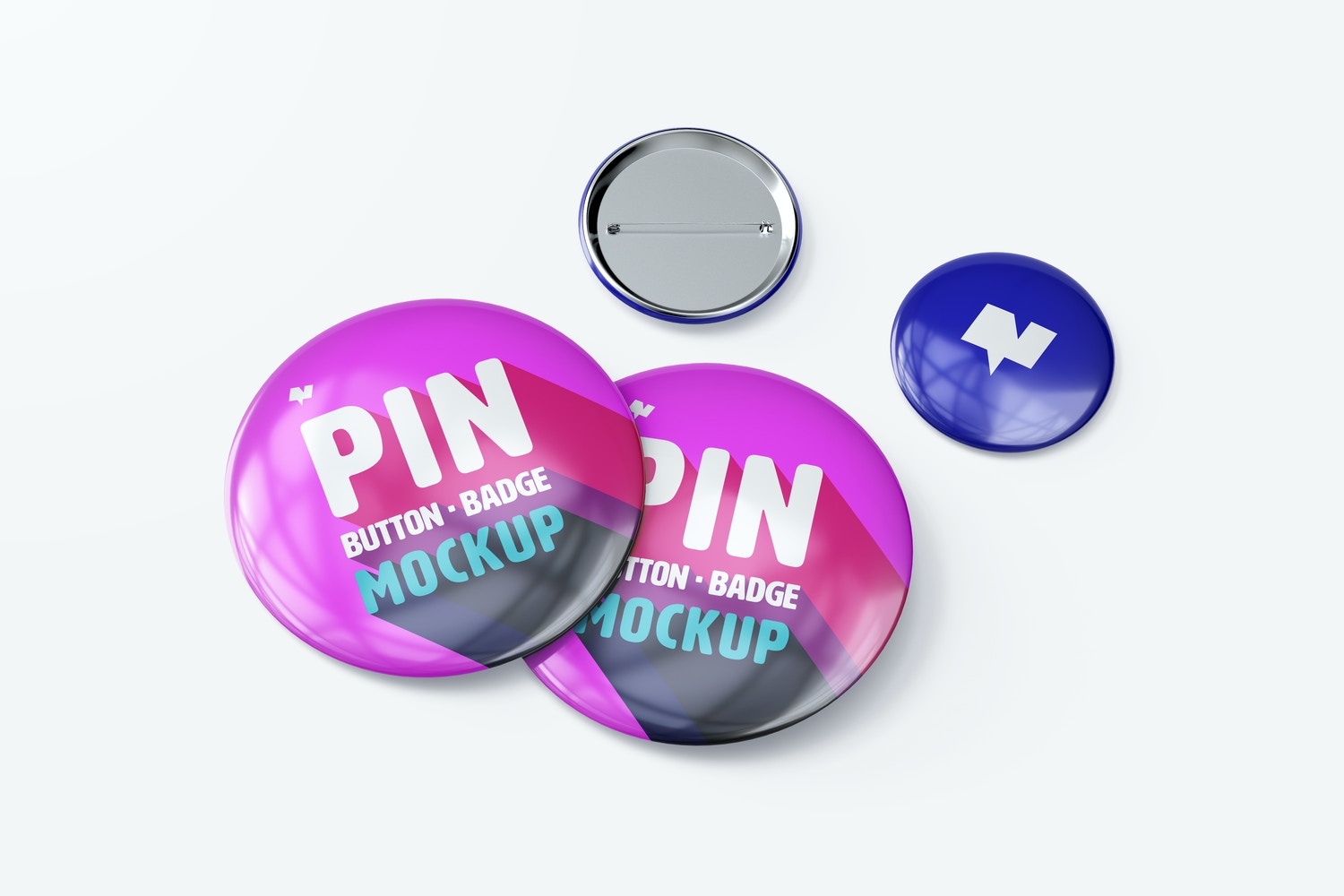 Pin Button Badges Mockup, Two Size