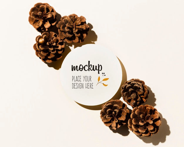 Pine Cones Arrangement Mock-Up Design Psd
