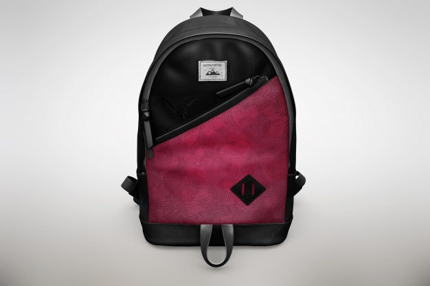 Pink And Black Bagpack Mock Up Psd