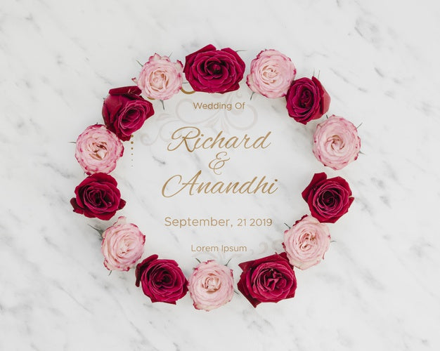 Pink And Red Roses Save The Date Psd
