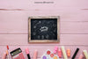 Pink Back To School Composition With Slate Psd