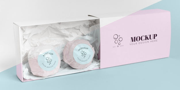 Pink Bath Bombs In Box Arrangement Psd