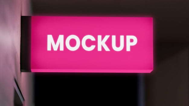 Pink Colour Night Business Sign Psd