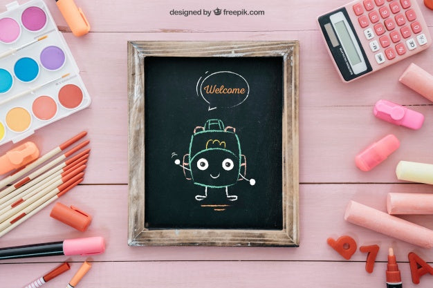 Pink Decorative Back To School Composition Psd