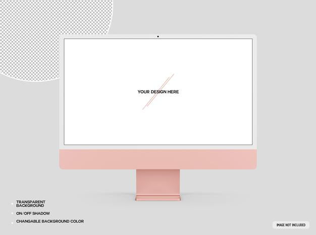 Pink Desktop Computer Mockup Psd