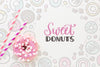 Pink Donut With Sweets And Mock Up Psd