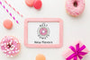 Pink Donuts And Sweets With Frame Mock-Up Psd