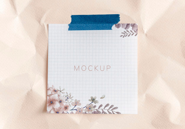 Pink Floral Paper Note Mockup Psd