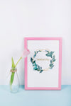 Pink Frame Mockup With Decorative Tulip Psd