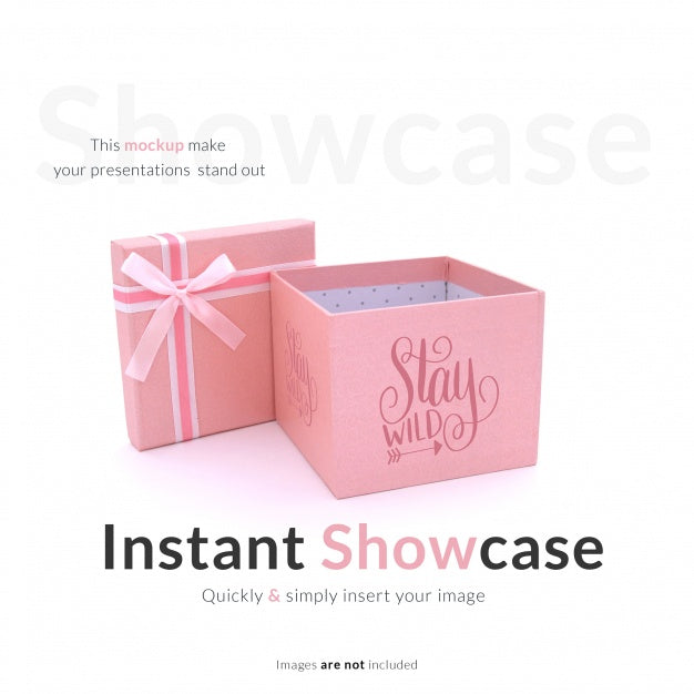 Pink Gift Box Mock Up Psd