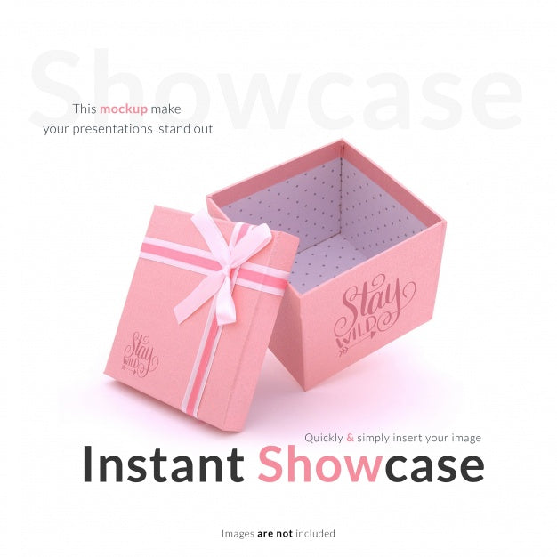 Pink Gift Box Mock Up Psd