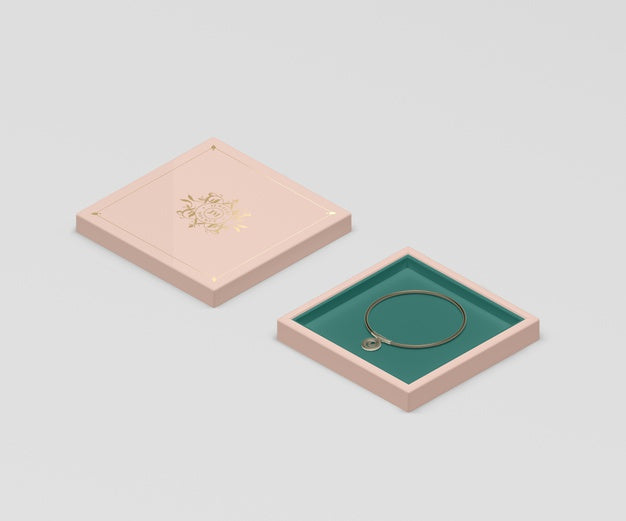 Pink Jewelry Box With Small Golden Bracelet Psd
