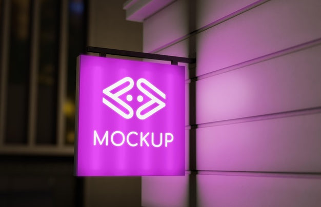 Pink Neon Night Business Sign Psd