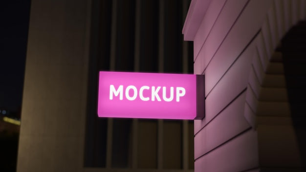 Pink Night Business Sign Psd