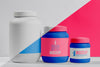 Pink Set Of Fitness Protein Powder And Pills Psd