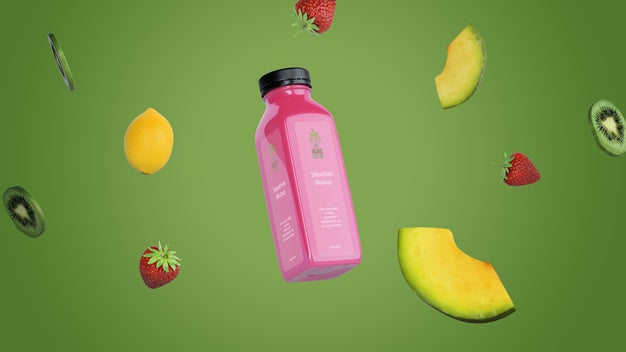 Detox Smoothie Bottle PSD Mockup