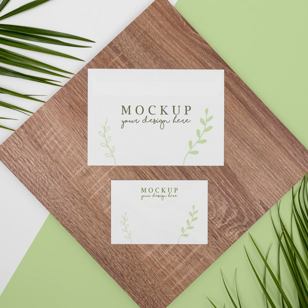 Plant, Stationery And Wood Top View Psd
