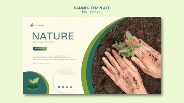 Planting Seedlings In Soil Banner Template Psd