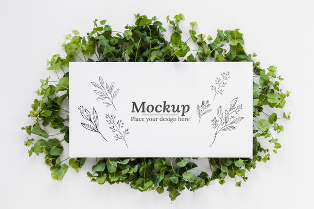 Plants Arrangement Mock-Up With Card Psd