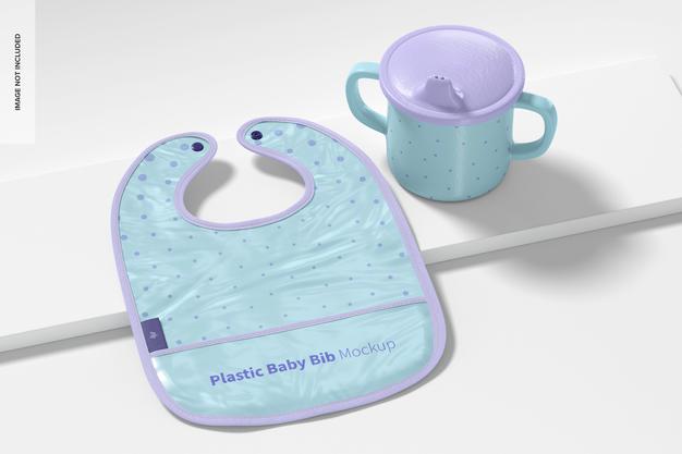 Plastic Baby Bib Mockup, Perspective View Psd