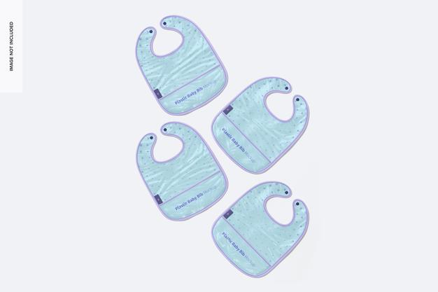 Plastic Baby Bibs Mockup, Top View Psd