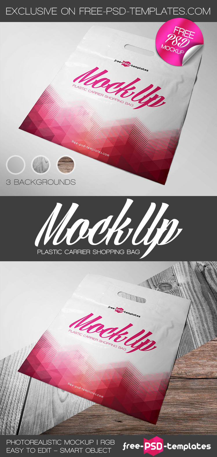 Plastic Carrier Shopping Bag Mock-Up In Psd